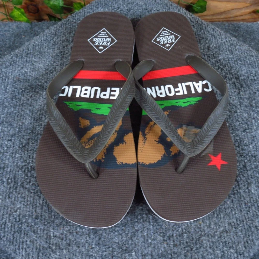 Free Waters Tommy Mens Flip Flop Sandals Size 9 Beach Pool California Brown